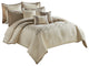 Benzara BM225169 10 Piece King Polyester Comforter Set , Cream and Gold