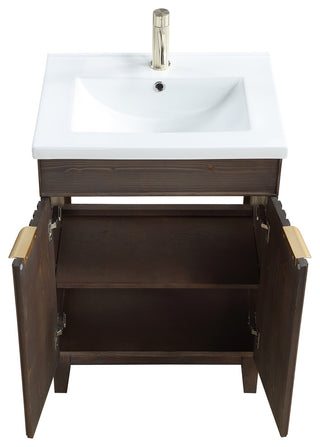Palos Bathroom Vanity, Spruce Aged Brown, 24", Ceramic Top, With Mirror