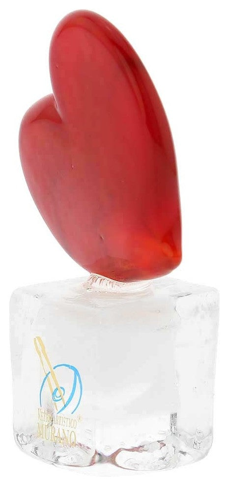 GlassOfVenice Murano Glass Red Heart On Ice Cube