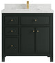 Sonoma 36 Center Sink Reeded Bath Vanity in Dark Forest Green 2" Calacatta Nuvo