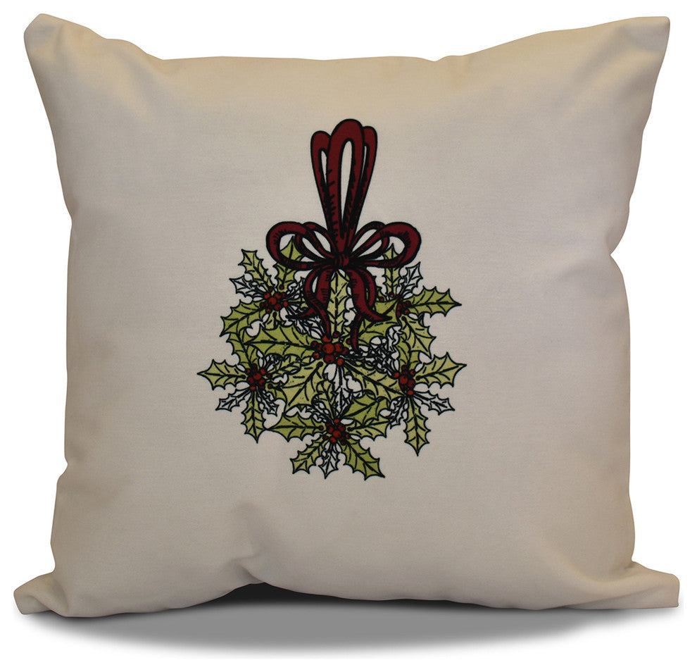 Decorative Holiday Pillow Floral Print, Green, 26"x26"