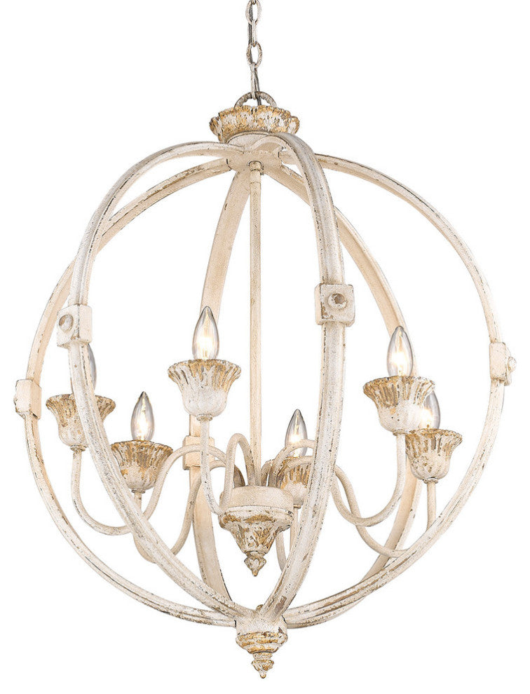 Jules 6-Light Chandelier, Antique Ivory