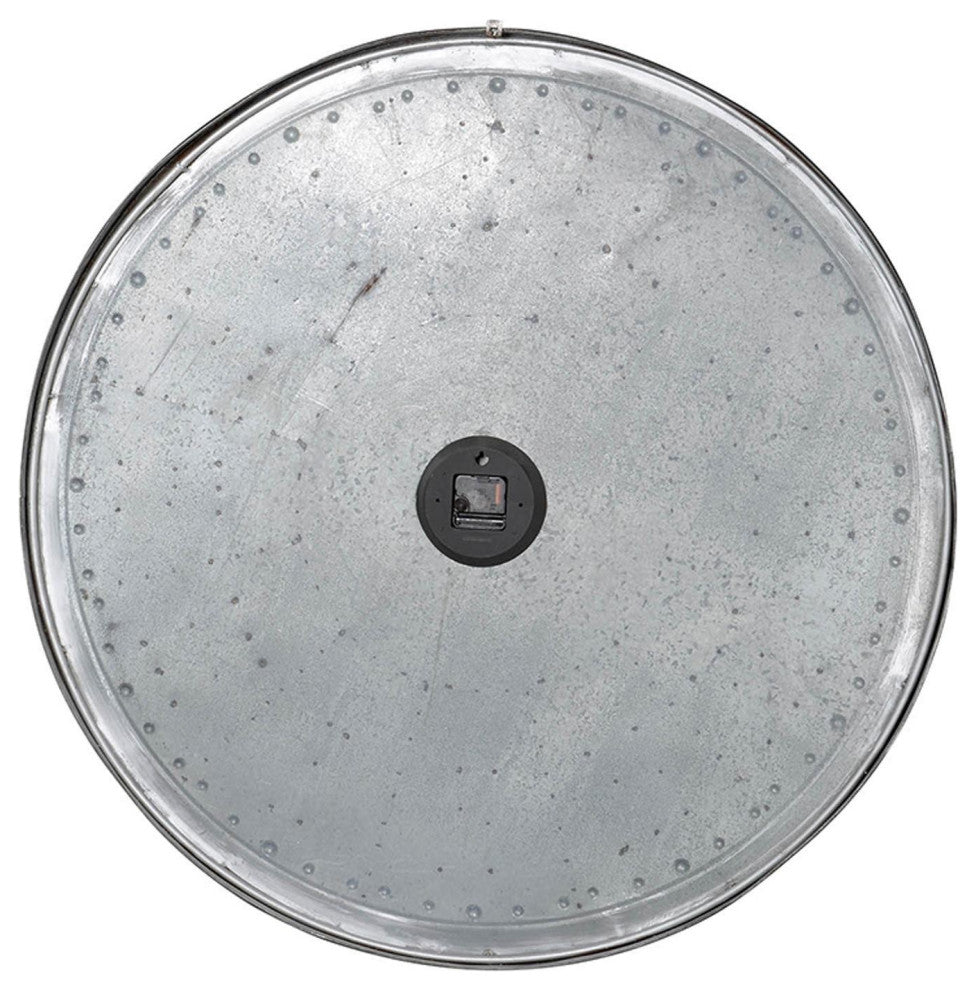 Oversized Rustic Galvanized Metal Round Wall Clock