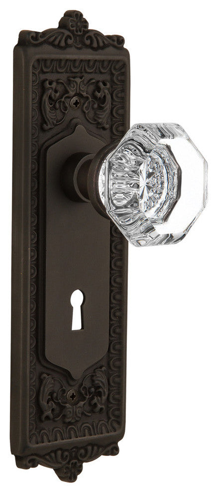 Egg & Dart Plate Privacy Waldorf Knob, Oil Rubbed Bronze