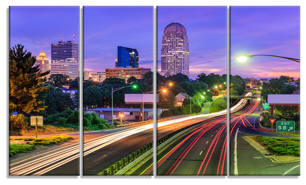"Winston Salem North Carolina" Canvas Print48"x28", 4-Panels