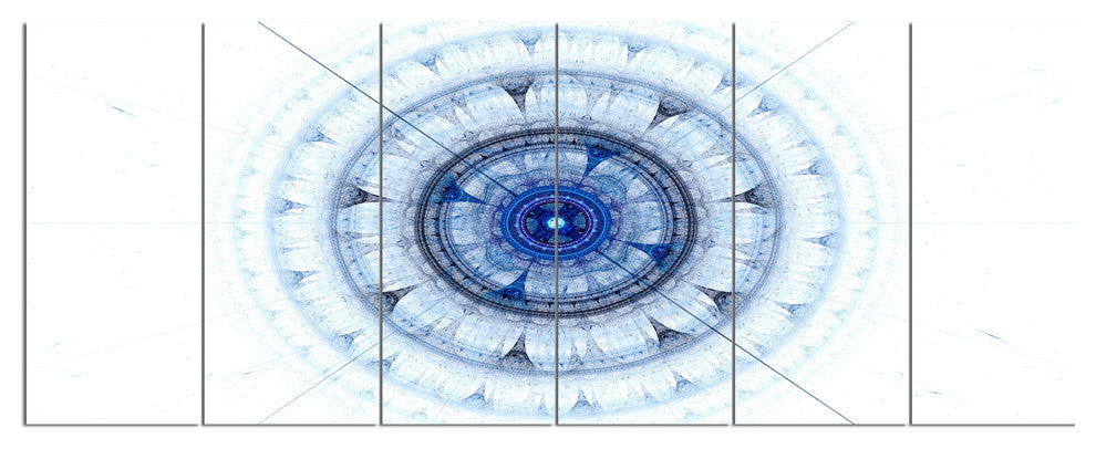 Cabalistic Blue Fractal Sphere, Abstract Canvas Art Print, 70"x28", 6 Panels
