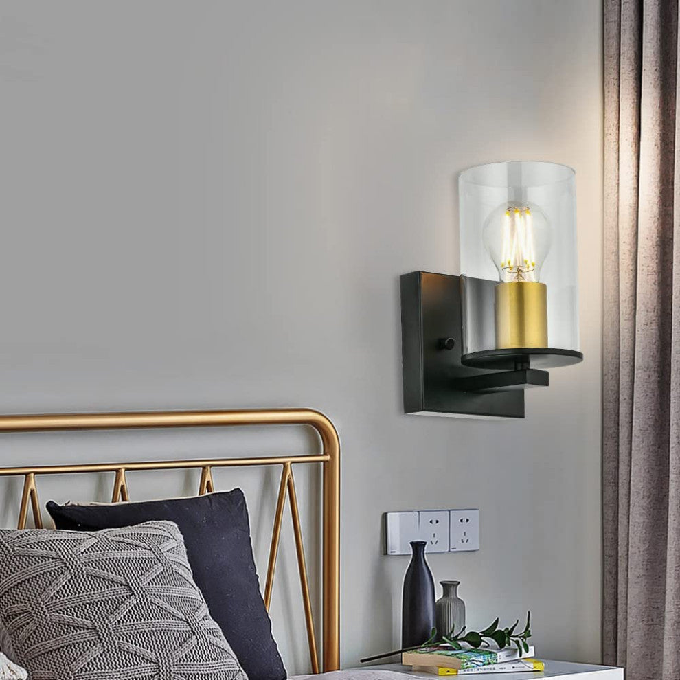 Matte black vanity wall light fixture industrial glass wall lamp