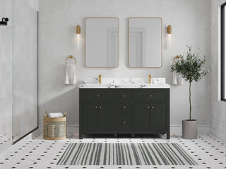 Sonoma 60" Double Sink Bath Vanity in Black Top, 2" Viola Night