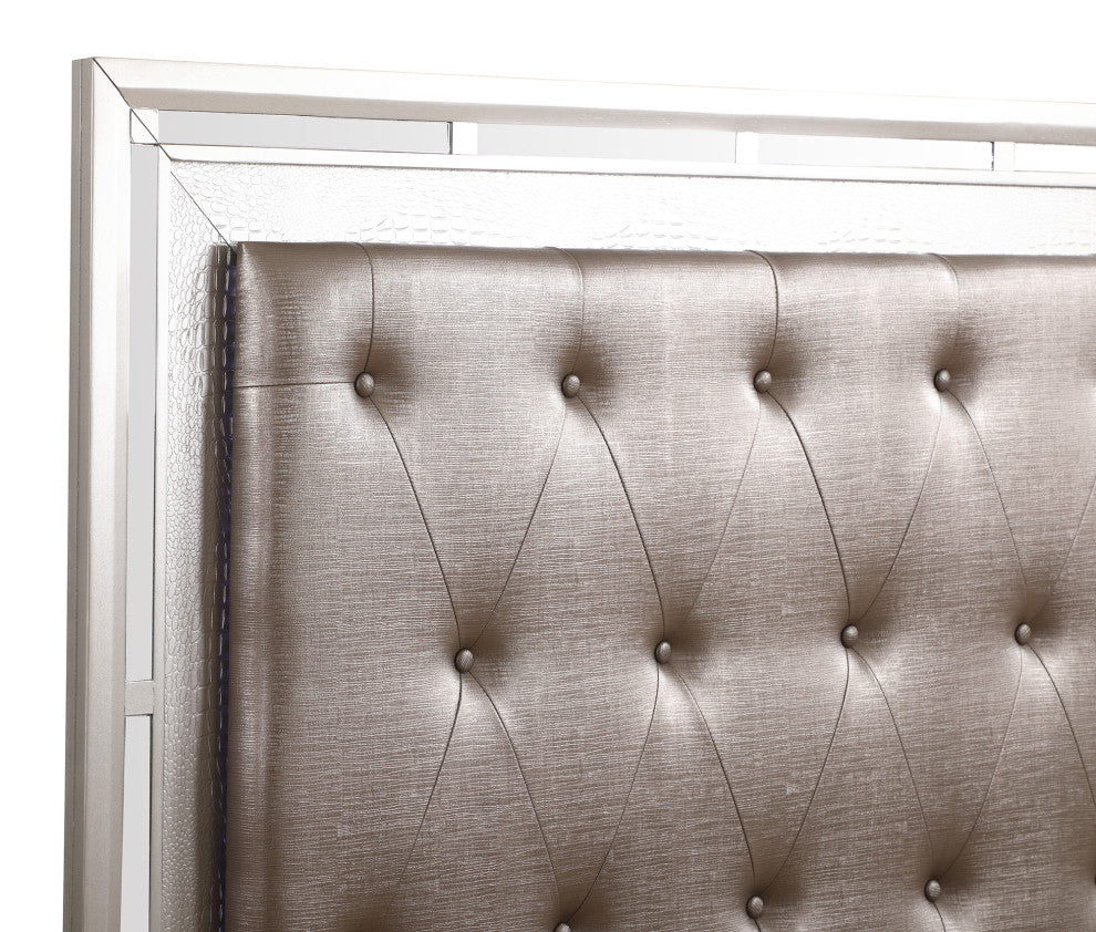 Alana Silver Champagne Queen Panel Bed