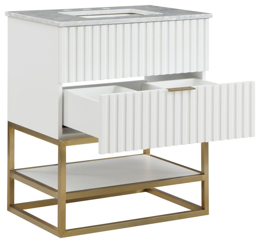 Monad Bathroom Vanity, White, 30" Wide