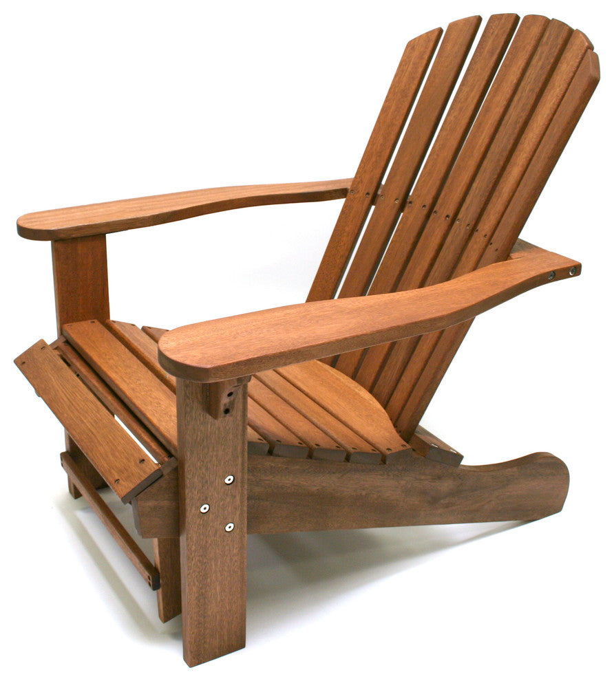 Eucalyptus Adirondack Chair With Built-In Ottoman