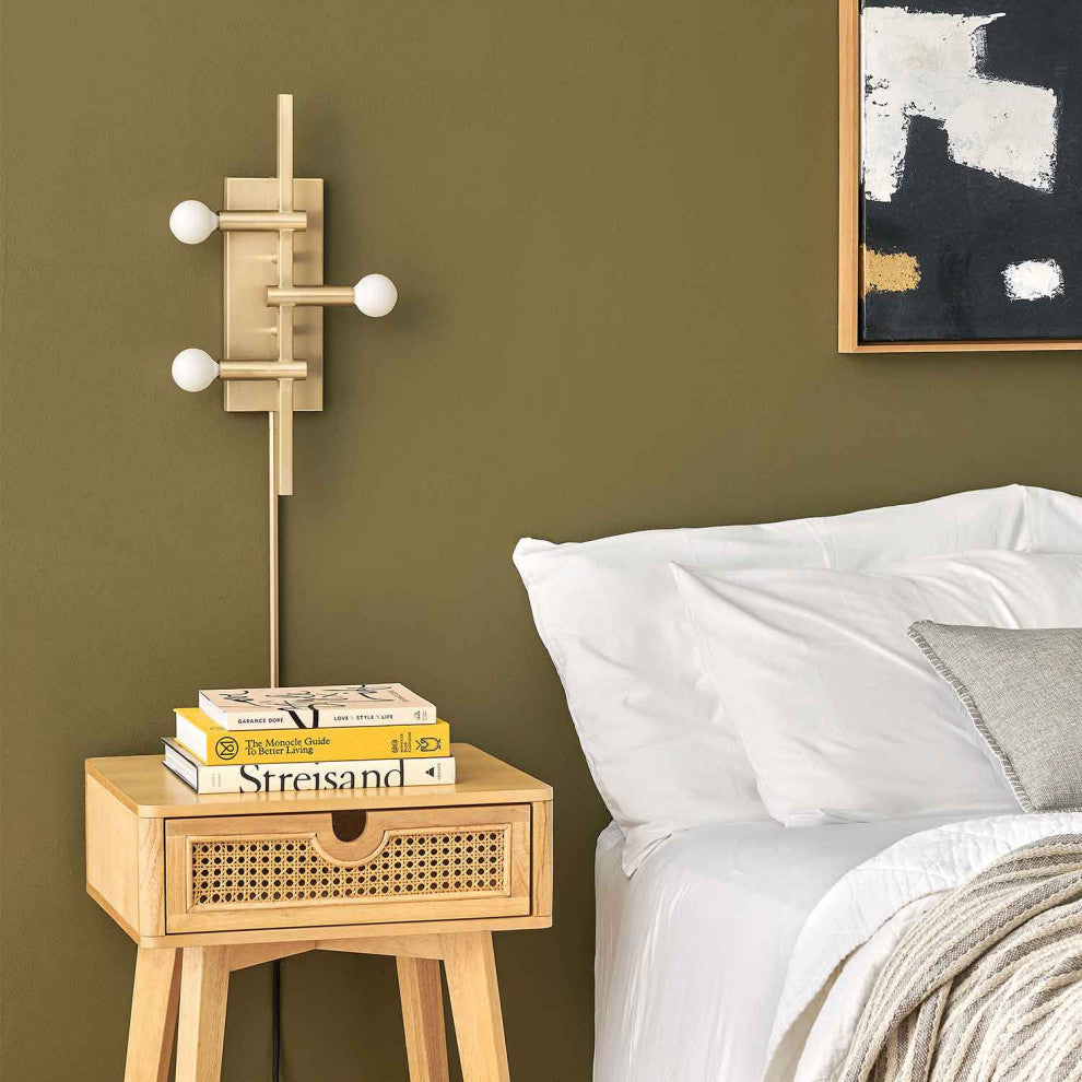 Hinkley Kinzie Three Light Plug-In Sconce, Modern Brass