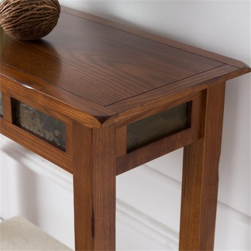 Leick Furniture Rustic Slate Hall Wood Stand In Oak Finish