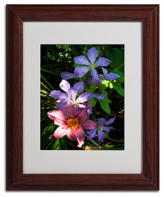 'Clematis and Lily' Matted Framed Canvas Art by Kurt Shaffer