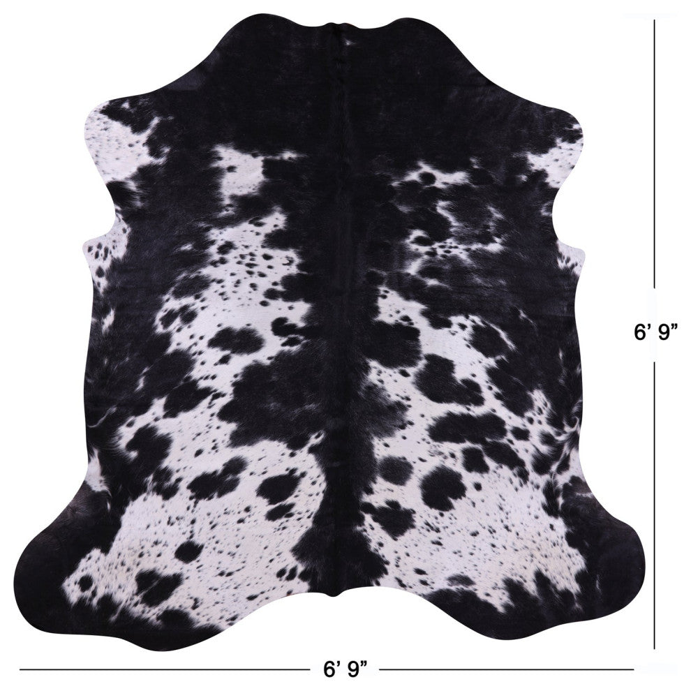 Black and White Natural Cowhide Rug 6' 9" X 6' 9" C2216