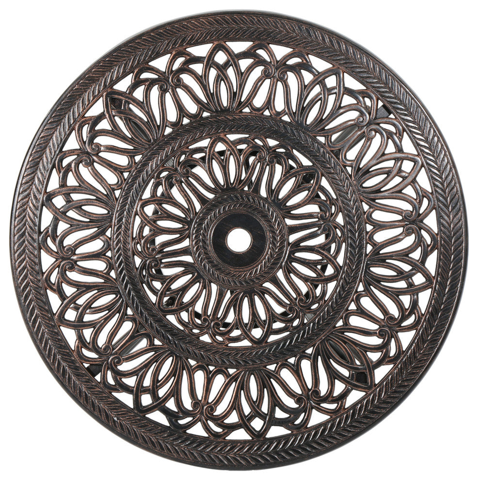 GDF Studio Barbara Outdoor 4-Seater Cast Aluminum Round-Table Dining Set