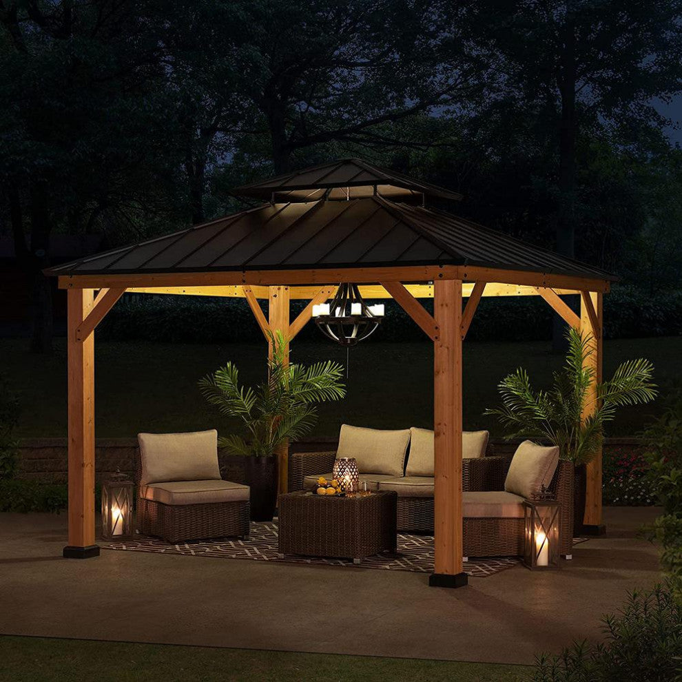 Archwood 11 ft. x 11 ft. Cedar Framed Gazebo with Steel Hardtop