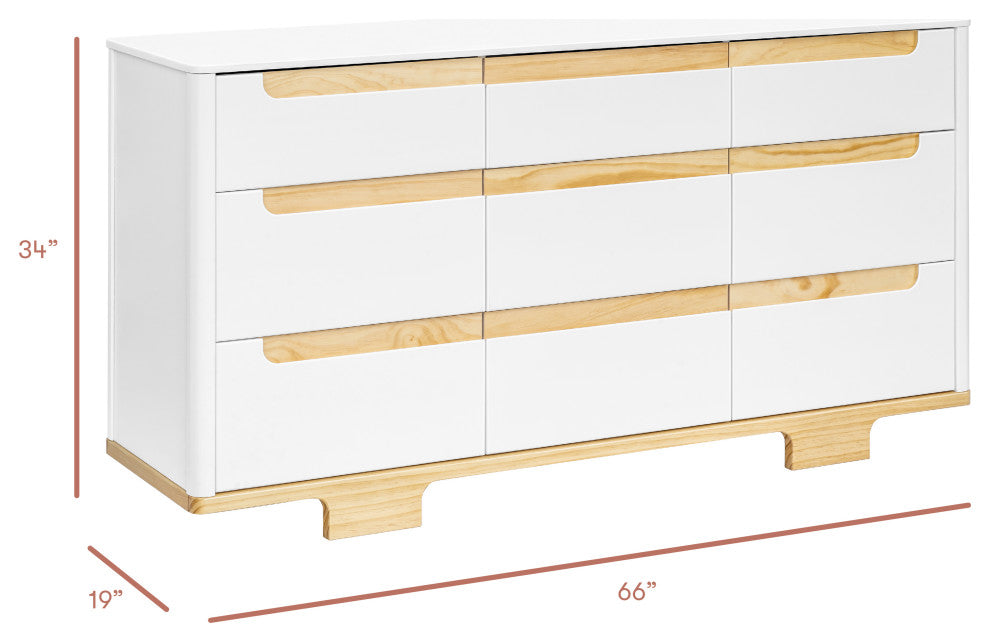 Yuzu 9-Drawer Assembled Dresser, White Natural