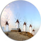 Traditional Greek Windmills Panorama, Landscape Disc Metal Artwork, 23"
