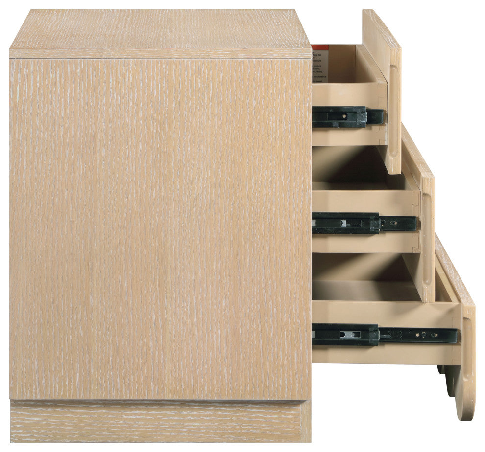 Scallop Oak Veneer Chest, Natural, Night Stand