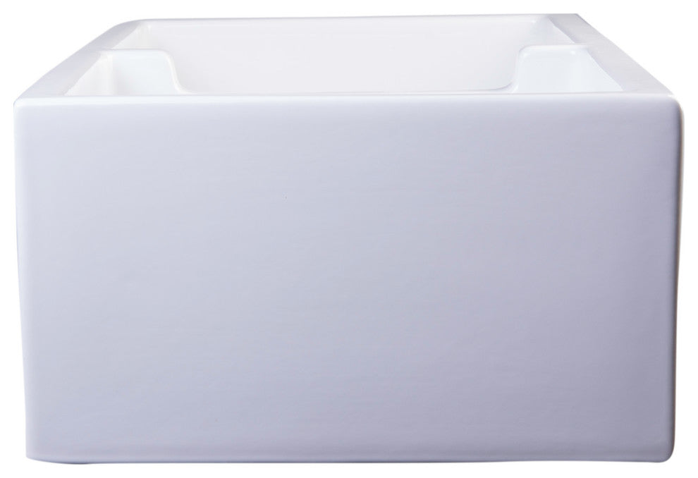 Ab3918-W 39" White Smooth Thick Wall Fireclay Double Bowl Farm Sink