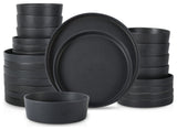 Stone by Mercer Project Modan Stoneware 24 Piece Dinnerware Set, Charcoal
