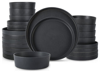 Stone by Mercer Project Modan Stoneware 24 Piece Dinnerware Set, Charcoal