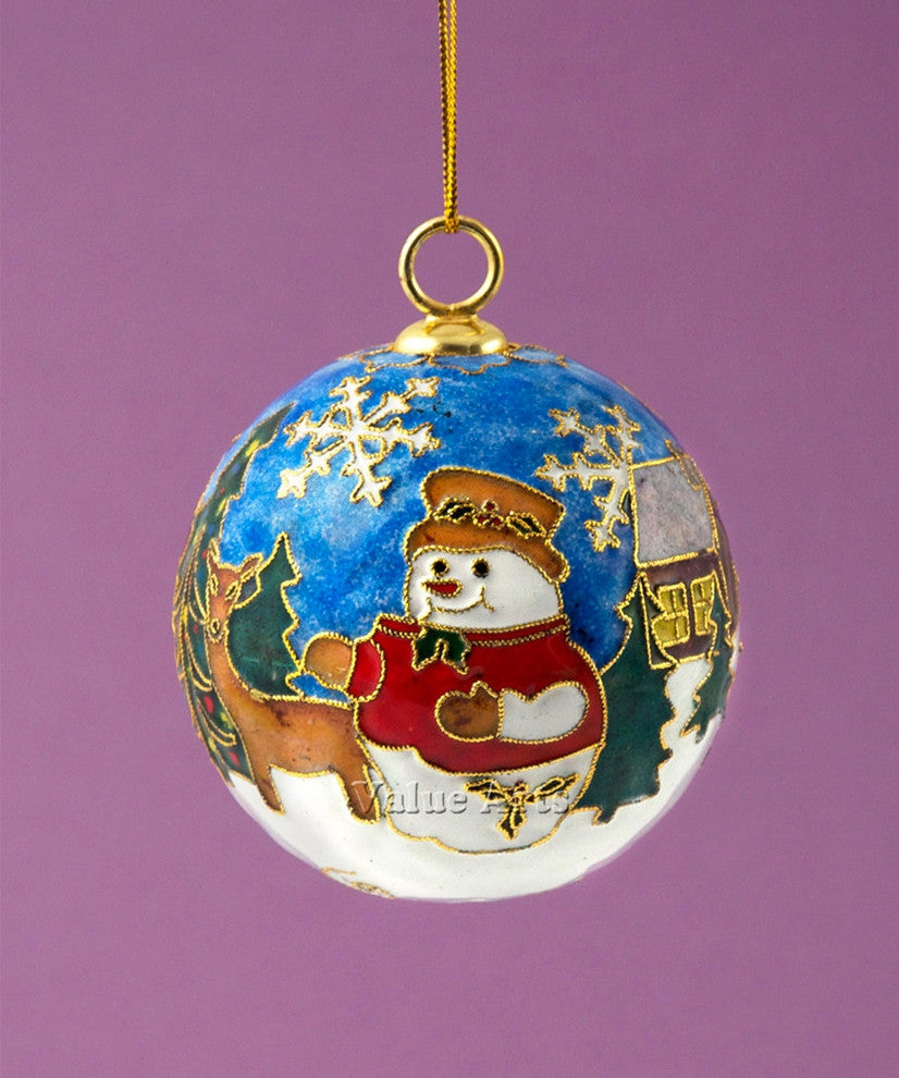 Cloisonne Snowman Ball Ornament