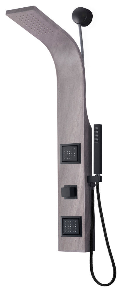 Aura 2-Jetted Shower Panel With Heavy Rain Shower and Spray Wand, Gray Marble