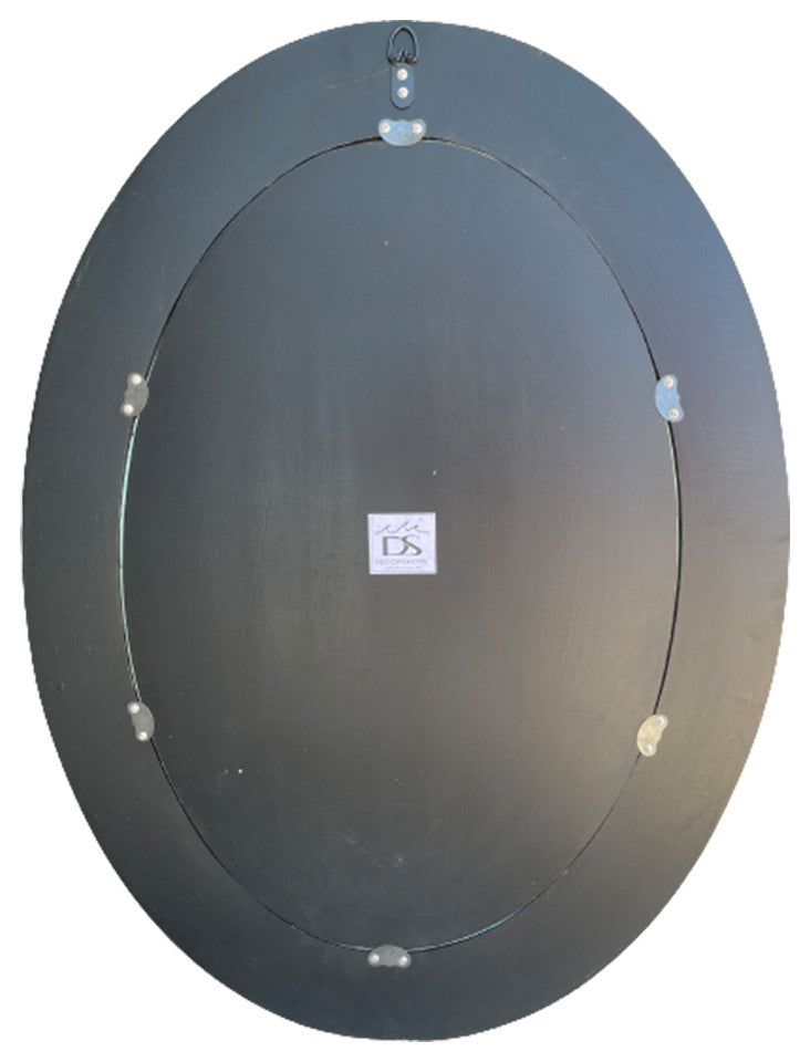 DecorShore 32"x24" Oval Shape Hanging Brown Wall Mirror