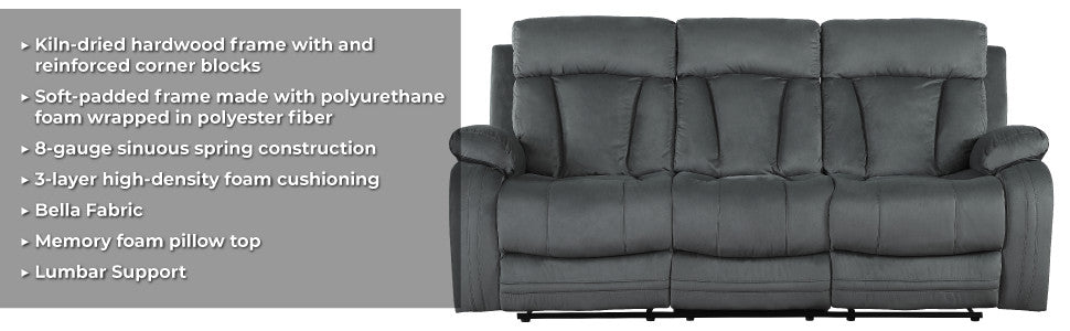 Axel Contemporary Microfiber Recliner Loveseat Gray