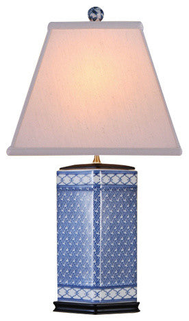 Kaleidoscope Porcelain Table Lamp, Blue and White