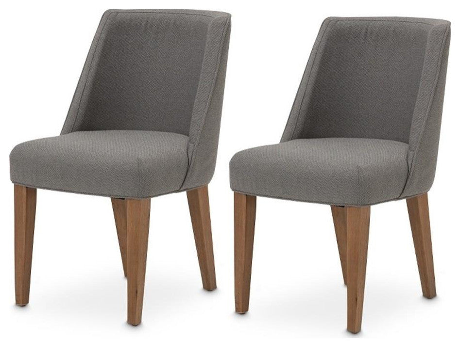 Michael Amini Brooklyn Walk 19.5" Fabric Dining Side Chair in Gray (Set of 2)