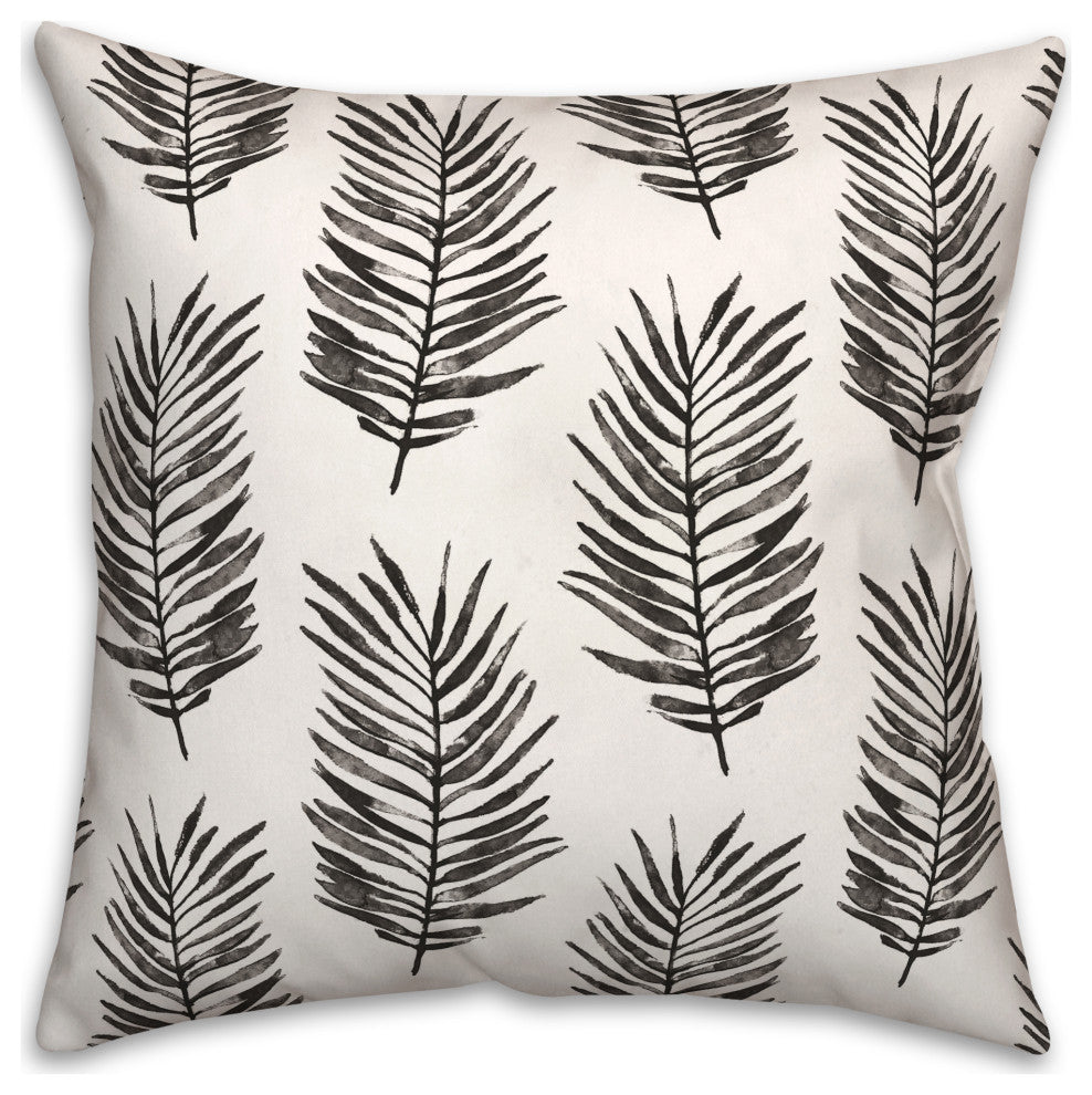 Black Fern Pattern 18x18 Indoor/Outdoor Pillow