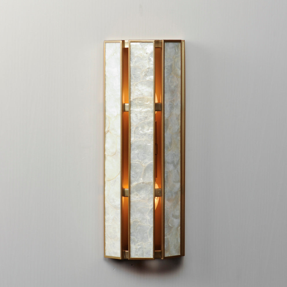 Maxim 12801 Miramar 2 Light 19" Tall Wall Sconce - Capiz / Natural Aged Brass