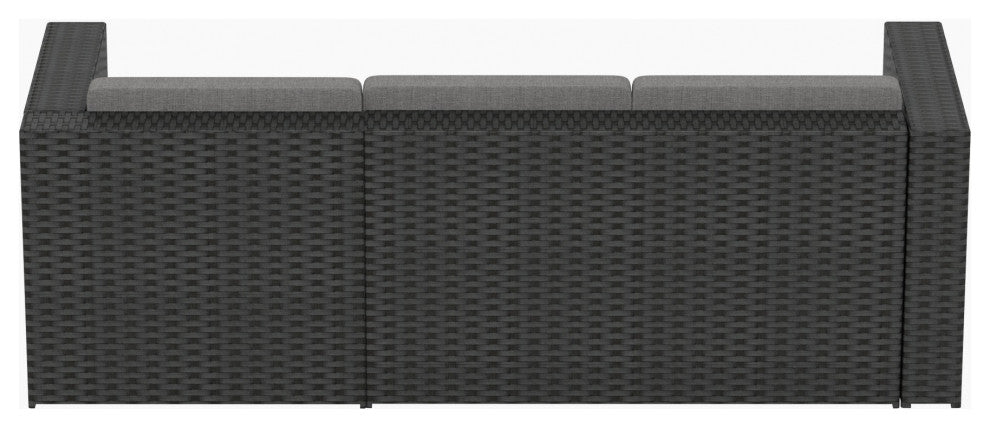 WestinTrends Outdoor Patio Cushioned Rattan Wicker Sofa, UV Water Resistant, Black