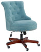 Vintage Office Chair, Round Seat With Button Tufted Hourglass Back, Aqua