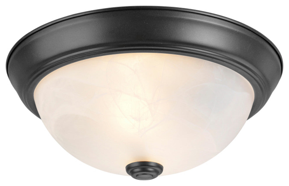 63013-2 2-Light Flush Mount Ceiling Light Fixture, Bronze 11" Diameter