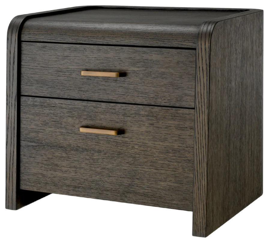 Oak 2-Drawer Nightstand, Eichholtz Joane, Black