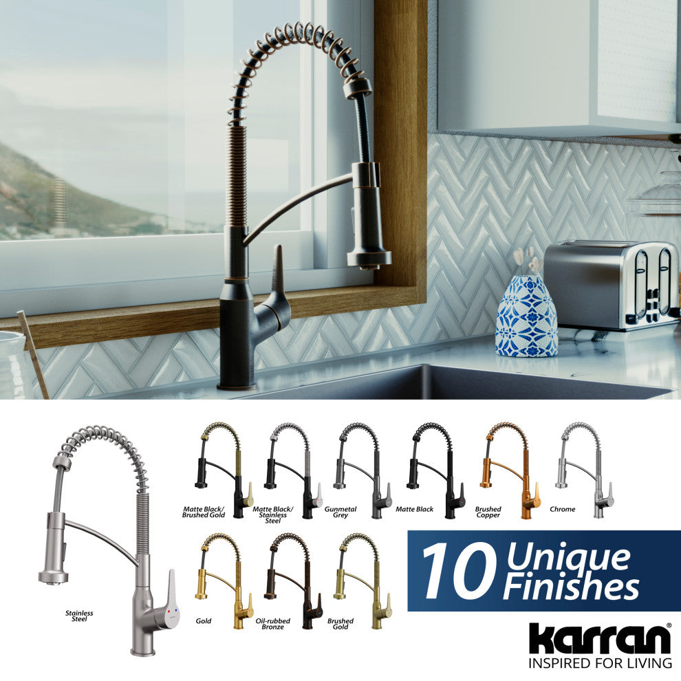Karran Single-Handle Pull-Down Sprayer Kitchen Faucet, Oil Rubbed Bronze