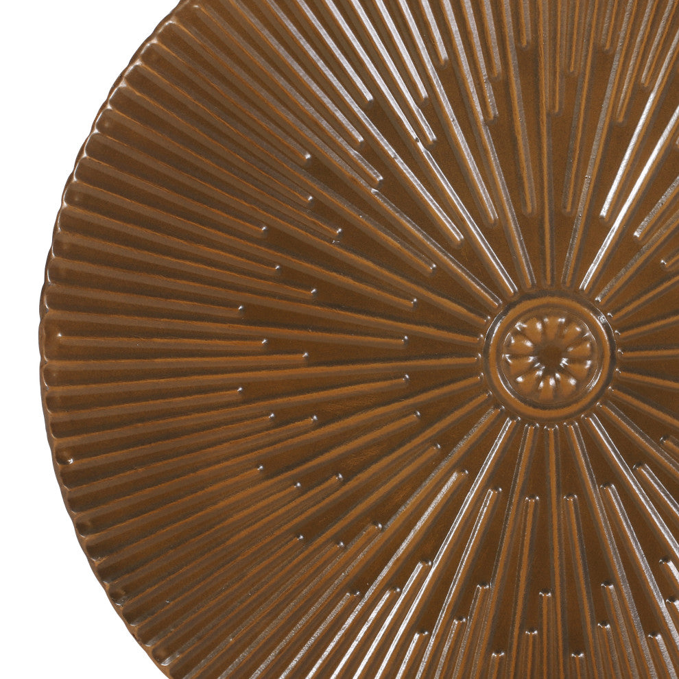 Pamsha Modern Iron Sunburst Side Table, Brushed Antique Bronze