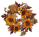 24" Sunflower & Berry Wreath