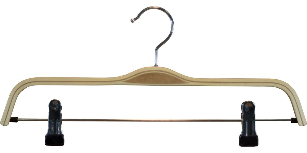 Stylish Light Wooden Combo Hangers With Vinyl Non-Slip Clips, Box of 50