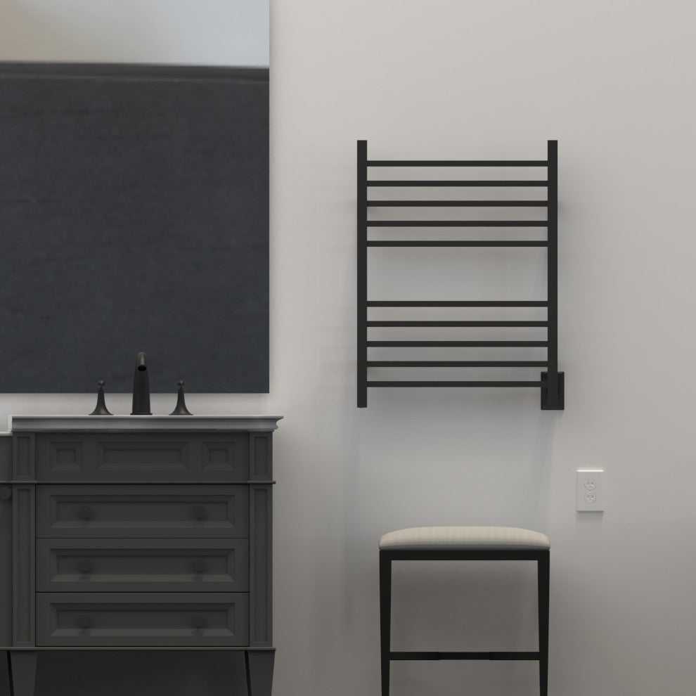 Radiant Square Hardwired plug in combo Towel Warmer, Matte Black