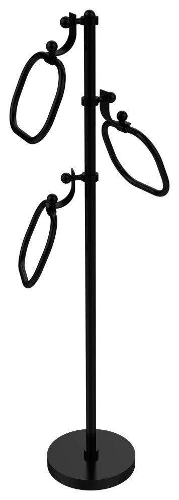 Towel Stand with 9" Oval Towel Rings, Matte Black