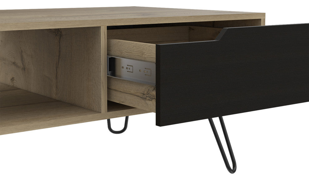 Aster Cubicle Wood and Metal Coffee Table