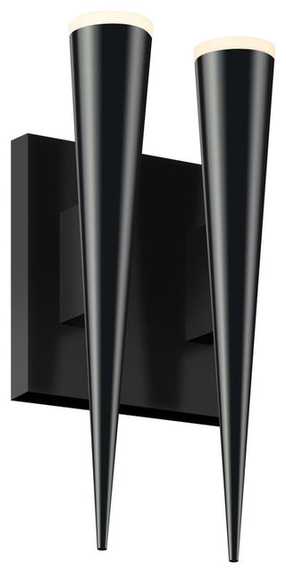 Micro Cone LED Double Cone Wall Sconce With Frosted Shade, Satin Black