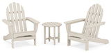 Polywood Classic 3-Piece Adirondack Chair Set With Table, Sand