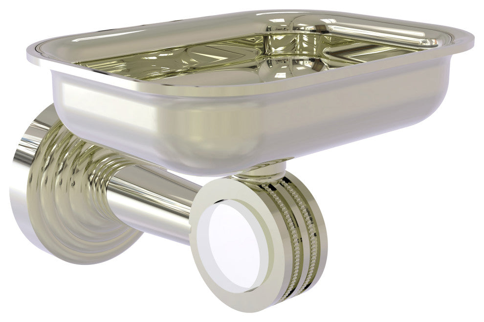 Pacific Beach Wall-Mount Soap Dish Holder with Dotted Accents, Polished Nickel