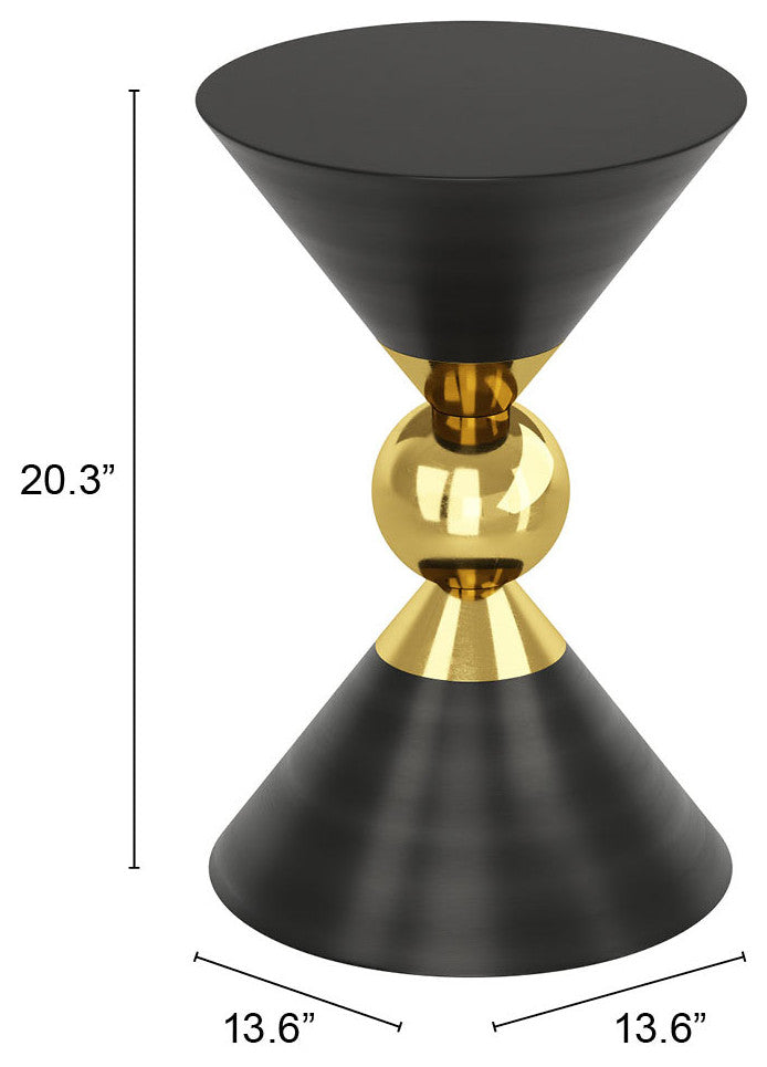 Sofa Side Table, Round, Metal Iron, Black, Gold, Lounge Cafe Lobby Hospitality